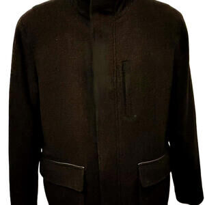 Cole Haan Men’s Wool Blend Car Coat Black Jacket Size M – Hidden Zip Front
